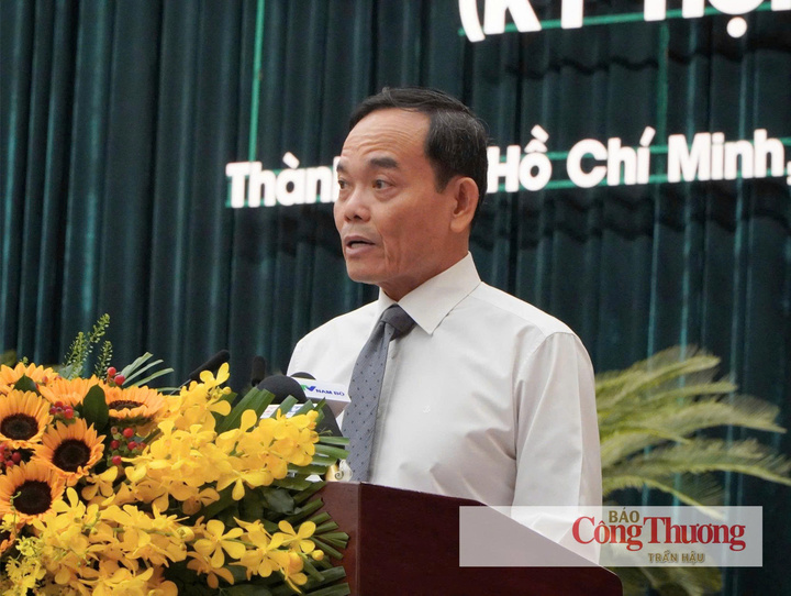 Ủy viên Bộ Chính trị, Bí thư Thành ủy TP. Hồ Chí Minh Trần Lưu Quang phát biểu chỉ đạo tại cuộc họp
