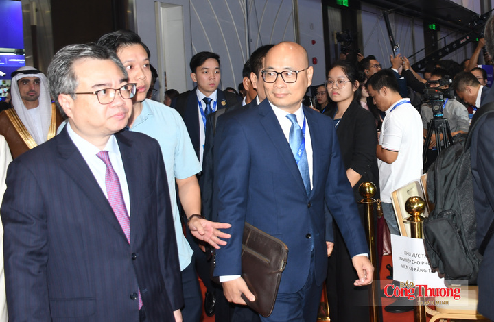 Thứ trưởng Bộ Công Thương Lương Hoàng Thái (người đứng giữa) tham dự diễn đàn.